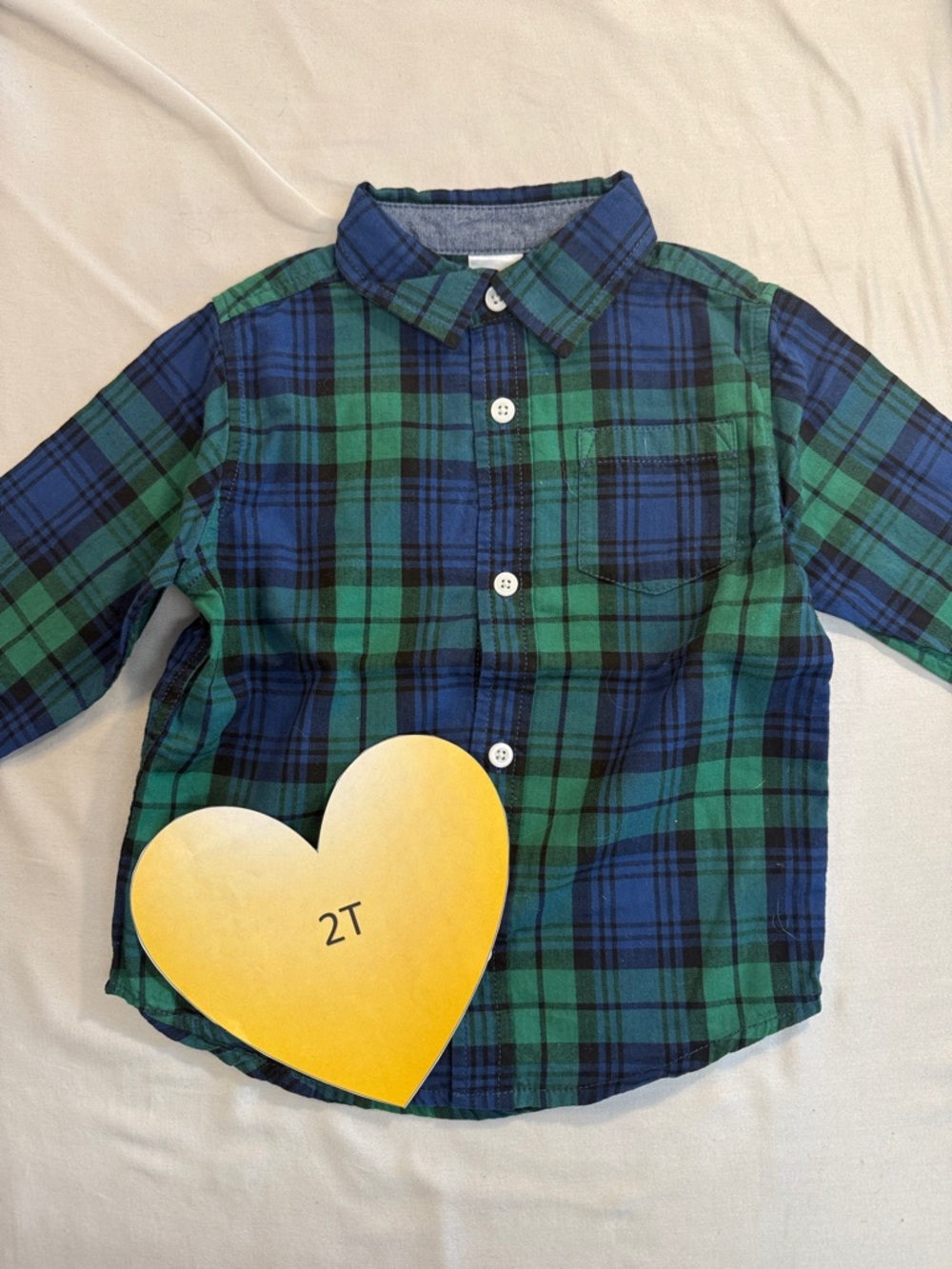 Gymboree - long sleeve plaid button down flannel/cotton shirt. Size 2T